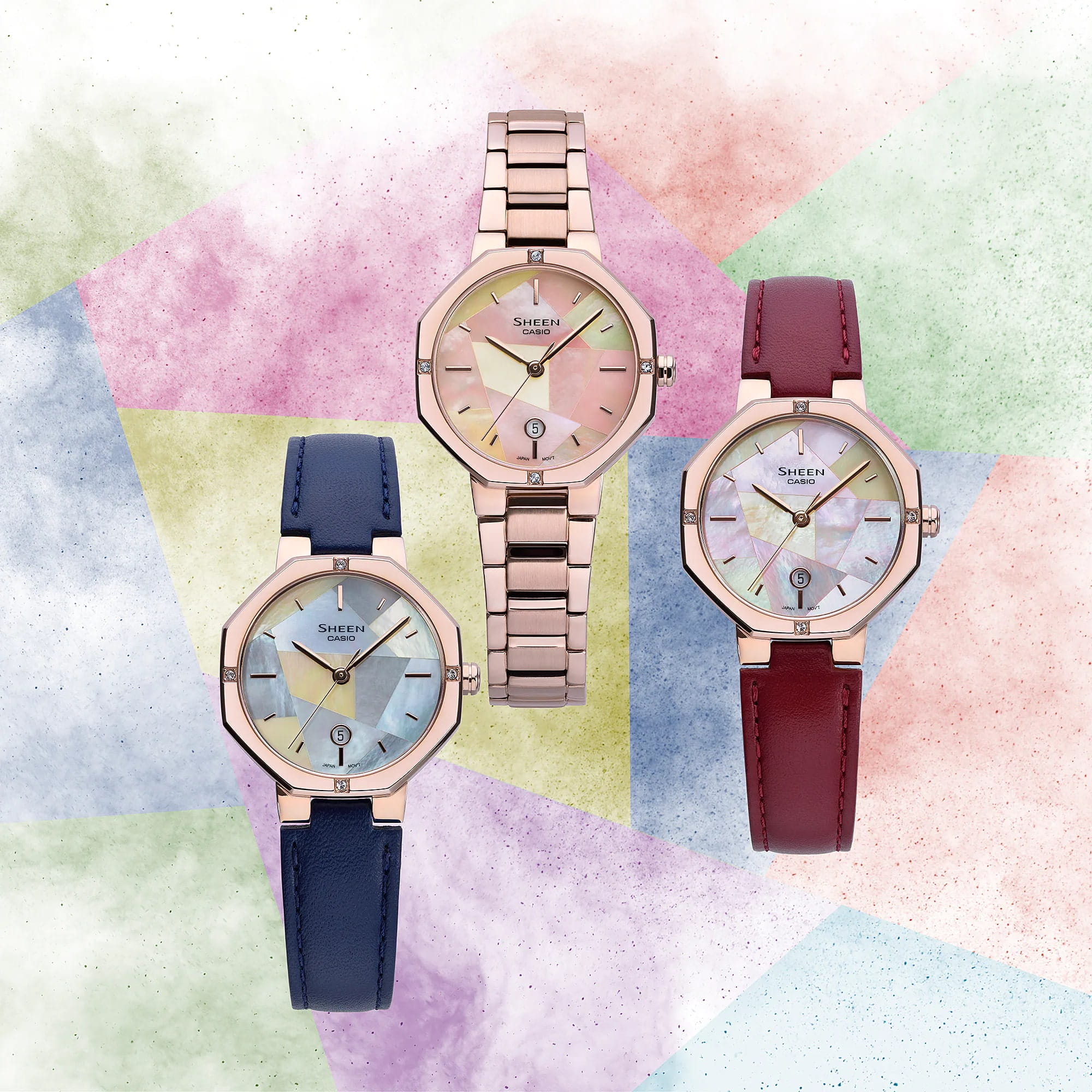 Casio Casio Sheen SHE-4543CGL-4A, sheen япония женские часы на браслете кожаный боковой вид